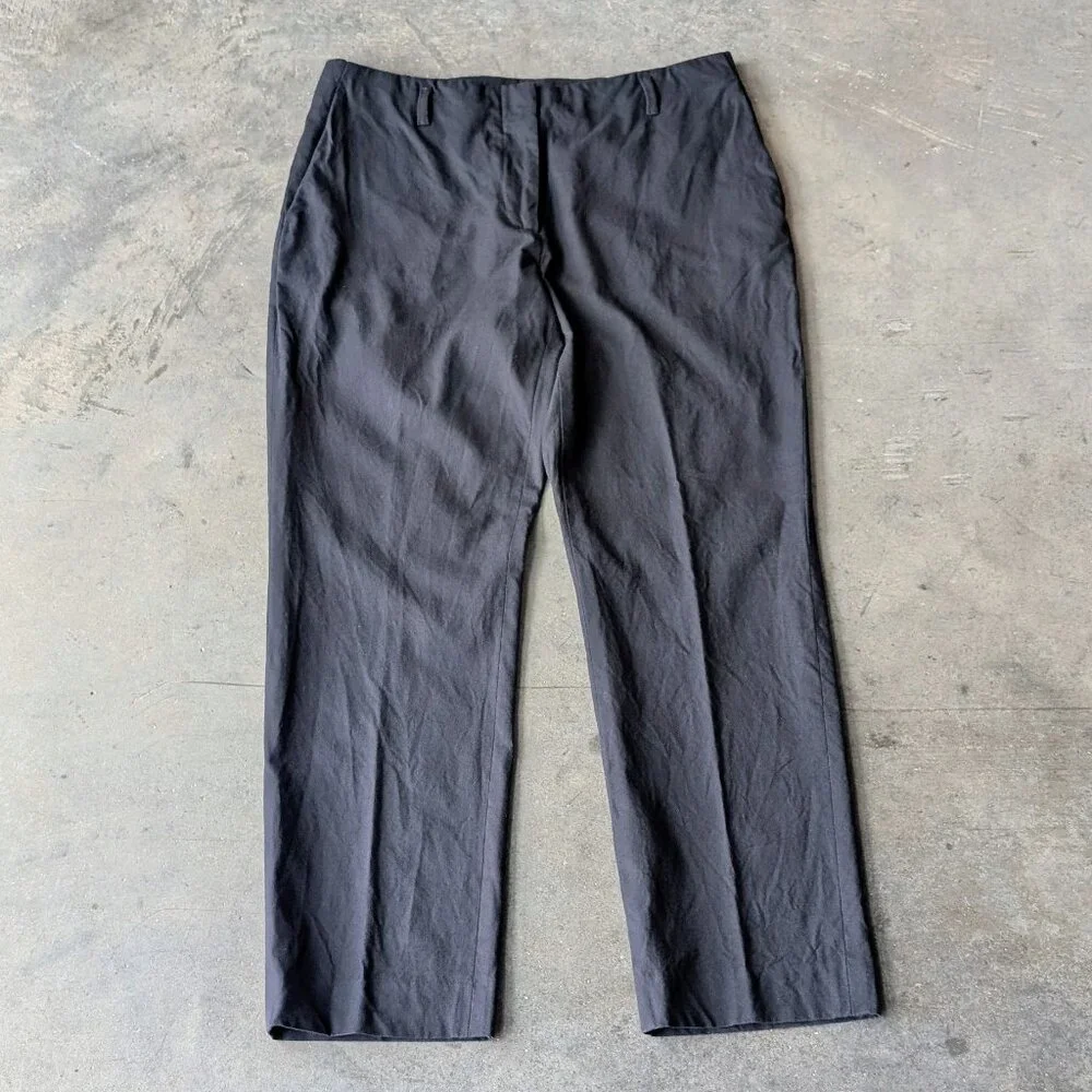 Dries Van Noten Women's Black Cotton Wool Blend Pants Trousers size 42